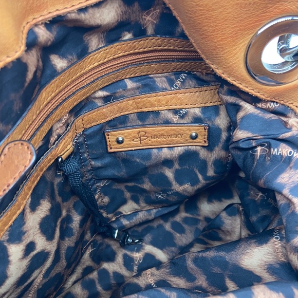 B. Makowsky Leather Shoulder Bag in Camel - Picture 8 of 9